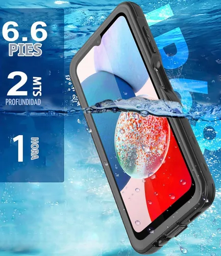 Vista 3 de Funda impermeable para Samsung Galaxy A14 5G, protector de pantalla integrado, cuerpo completo de 360°, resistente a prueba de golpes, a prueba