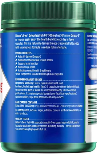 Vista 2 de Nature's Own - Aceite de pescado (1500 mg, 200 cápsulas sin olor)