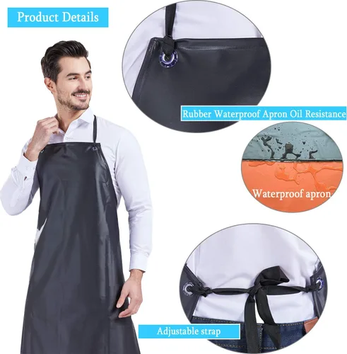 Vista 5 de Nanxson Delantal impermeable de goma resistente al aceite Delantal de trabajo protector para limpieza fábrica carnicero perro Grooming CF3056