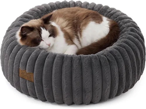 Vista 9 de COZY KISS Donut - Cama pequeña para gatos de interior, cama para gatitos Crema