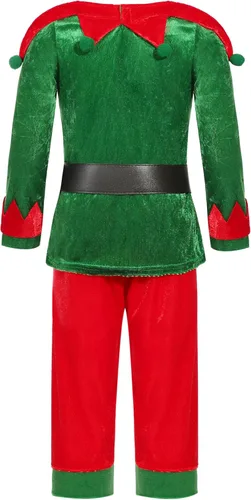 Vista 3 de Soyoekbt Disfraz de elfo de Navidad para niños, disfraz de ayudante de Papá Noel para niños y niñas, disfraz festivo de Navidad