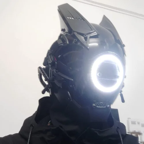 Vista 3 de Máscara de cosplay para hombres y mujeres, tecnología punk futurista, máscara de cosplay de Halloween, accesorios para fiestas y festivales de música