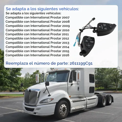 Vista 4 de DICMIC Interruptor de control de crucero del volante compatible con 2007-2016 International Prostar Reemplazo# 901-5101, 2611199C91