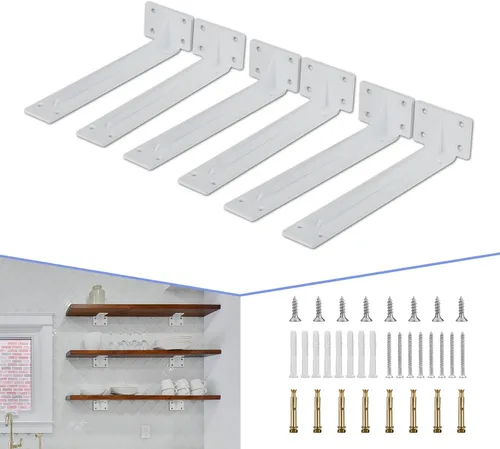 Vista 11 de CLT Soporte de Estante (Negro), 6 Pulgadas y Cuarto de Pulgada (1/5") de Grosor - Carga Máxima: 220 lb Rústico Industrial Moderno Granja Resistente
