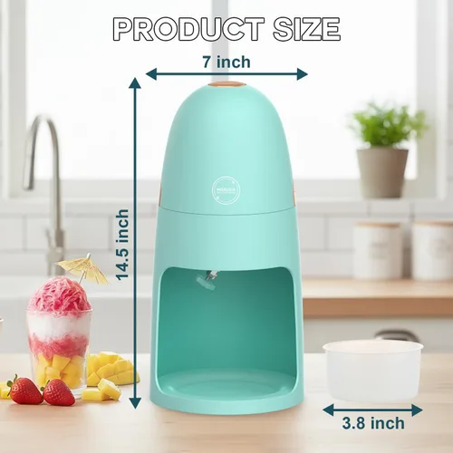 Vista 5 de MOJOCO Máquina de hielo afeitado - Máquina de afeitar eléctrica de hielo con cuchillas ajustables para hielo fino y grueso - Operación de una sola