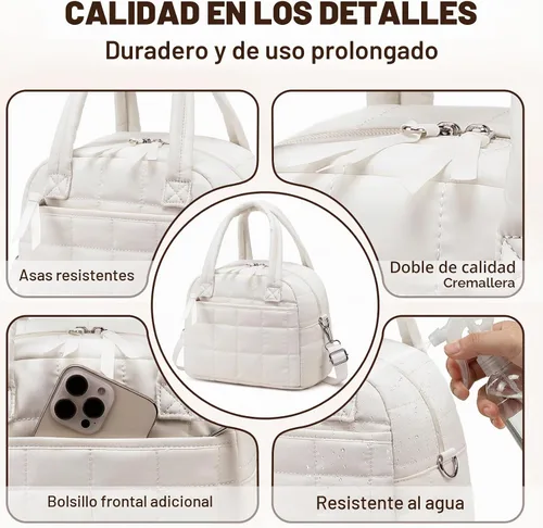 Vista 9 de LEDAOU Lonchera para Mujeres, Bolsa de Almuerzo Acolchada con Relleno Puffer, con Correa Ajustable, Aislada, Reutilizable, para el Trabajo, Escuela