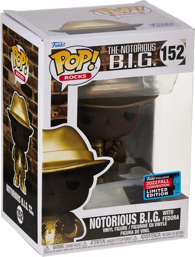 Vista 3 de Funko Biggie Smalls Pop! Rocks Notorious BIG - Figura de vinilo exclusiva #152 [Gold Variant Fedora]
