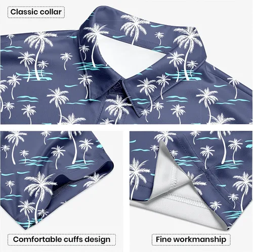 Vista 146 de Camisa de golf de los años 80 para hombre, ajuste seco, manga corta, estampada, divertidas, camisas de golf de los años 90 para hombre