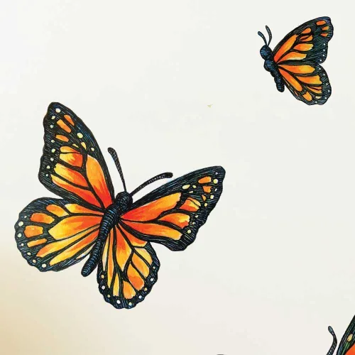 Vista 4 de Juego de calcomanías de pared de acuarela de mariposa monarca, calcomanía de pared de mariposa por Chromantics