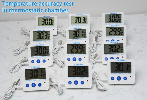 Vista 5 de Fridge Freezer Thermometer Max/Min Memory High & Low Temperature Alarms Settings with LED Indicator Digital Refrigeration Thermometer with