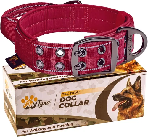 Vista 32 de ADITYNA Collar de perro resistente para perros extra grandes con mango de Collar táctico de camuflaje para caminar, entrenar, uso diario