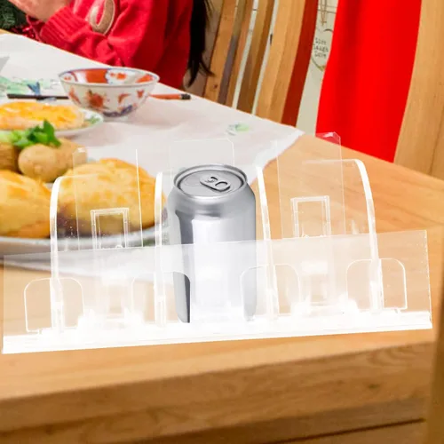 Vista 3 de Zerodeko Dispensador de bebidas para nevera: 3 unids Organizador de latas de soda autoempujante para refrigerador Empujador de bebidas ajustable