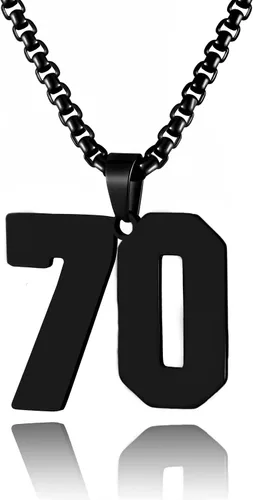 Vista 77 de Collar de Número Dorado para Hombre, Cadena de Acero Inoxidable con Colgante de Número para Atletas, Joyería Deportiva Personalizada para Niños