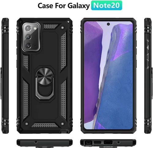 Vista 2 de Note 20 - Funda para Samsung Galaxy Note 20, con anillo de soporte, soporte ajustable, grado militar, protección resistente, a prueba de golpes