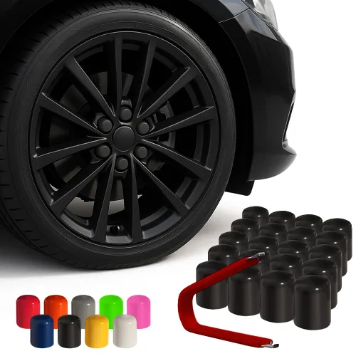 Vista 15 de ColorLugs Tapón de llanta de vinilo Negro Tapa de tuerca de rueda de ajuste flexible Para 17 mm Paquete de 20 Incluye extractor de lujo