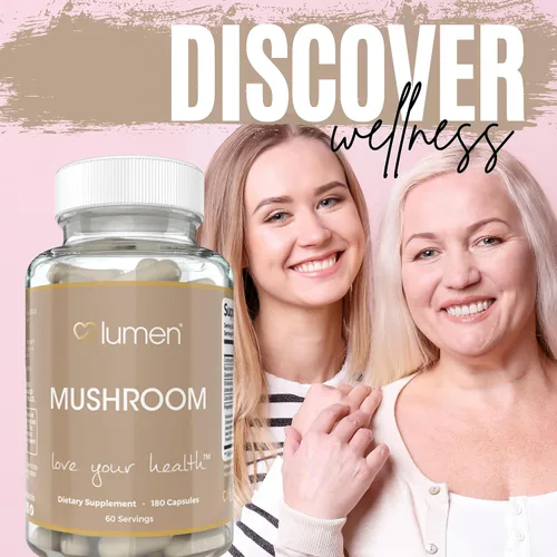 Vista 6 de Lumen Naturals Complejo de hongos para mujeres, con melena de león de 2000 mg por porción, 180 cápsulas vegetarianas, 60 porciones, fórmula sin OMG