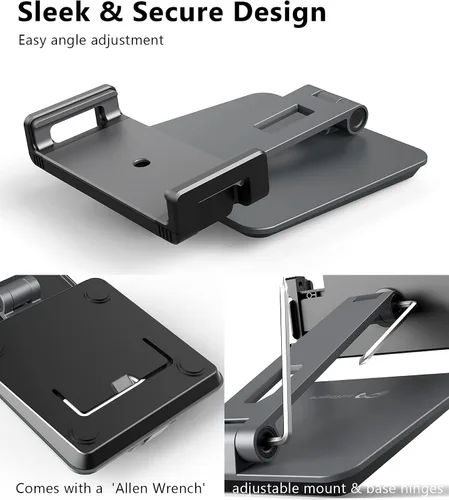 Vista 6 de Soporte para iPad, aleación de aluminio pesado multiángulo plegable para tableta de 4.7 a 13 pulgadas, Surface Pro Series, iPad Series, Pro, Mini
