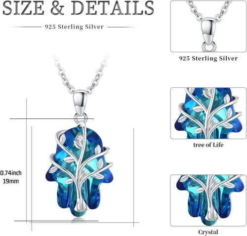Vista 4 de Hamsa - Collar de mano de plata de ley con dije de Hamsa, collar de protección con amuleto Hamsa para mujeres y niñas