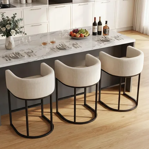 Vista 26 de Juego de 3 taburetes de bar de altura de mostrador, taburetes modernos para comedor, taburetes de bar de 24 pulgadas para isla de cocina, taburete