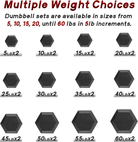 Vista 6 de RitFit Juego de mancuernas hexagonales revestidas de PVC de 5 a 650 libras con estante opcional para gimnasio en casa, peso de mano con mango