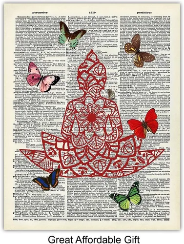 Vista 6 de Juego de póster artístico de pared de Buda, decoración zen, impresión de fotos de diccionario de 8 x 10 pulgadas para sala de meditación de yoga