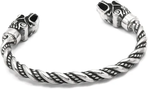 Vista 3 de BaviPower Viking Wolf Head - Brazalete trenzado para hombre y mujer