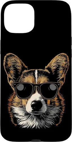 Vista 6 de iPhone 16 Corgi con gafas de sol divertido perro mamá papá Corgi caso