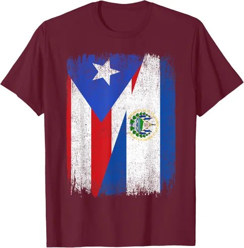 Vista 13 de Camiseta Half Puerto Rico El Salvador Flag Orgullo Salvadoreño Roots
