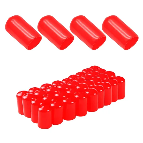 Vista 35 de Cubierta de tapa de extremo redondo de goma 0.08 pulgadas (0.079 in), protectores de rosca de tornillo de PVC flexible de tubería de tubería