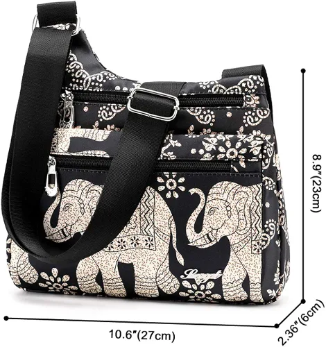 Vista 2 de Stuoye - Bolsa de nailon multibolsillos para mujer, cruzada, bolsa-monedero, para viajes