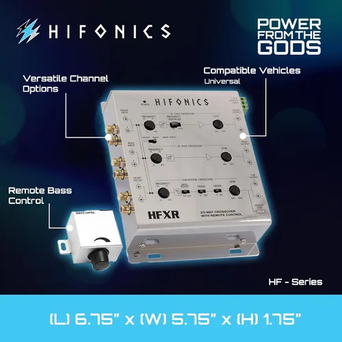 Vista 5 de Hifonics HFXR Crossover activo de 2 vías/3 vías, crossover de audio para automóvil con control remoto de graves
