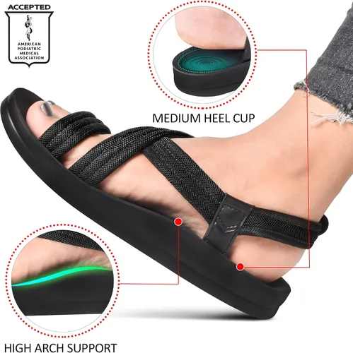 Vista 3 de AEROTHOTIC Sandalias para caminar para mujer, con soporte de arco, ligeras, deportivas, ajustables, con correa trasera, para invierno, senderismo