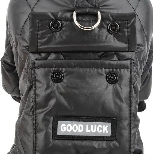 Vista 6 de SMALLLEE_LUCKY_STORE Abrigo de invierno acolchado para mascotas, traje de nieve con bolsillo y anillo en D para perros pequeños, gatos, impermeable