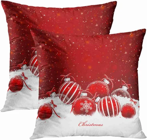 Vista 8 de Decoración de bola de Navidad roja y blanca, Feliz Navidad, decoración festiva, funda de almohada, funda de cojín, sofá de oficina en casa, funda