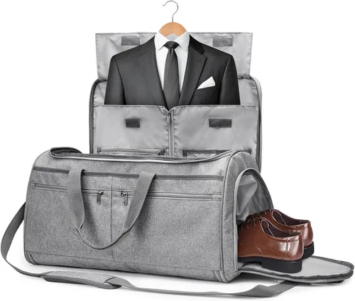Vista 8 de S-ZONE Bolsa de viaje convertible de 50 litros para ropa de mano para hombres y mujeres, 2 en 1, maleta colgante para traje de viaje de negocios