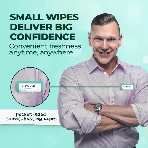 Vista 3 de La Fresh Travel Lite - Toallitas antitranspirantes unisex, caja de regalo, 48 unidades 50 Individually Wrapped Deodorant Wipes with Aluminum