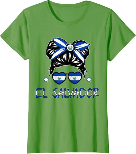 Vista 4 de Camiseta de El Salvador para Niñas Bandera Patrimonio Hispano Salvadoreño