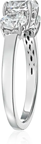 Vista 4 de Tienda Collection Platinum or Gold Plated Sterling Silver Round 3-Stone Ring made with Infinite Elements Cubic Zirconia