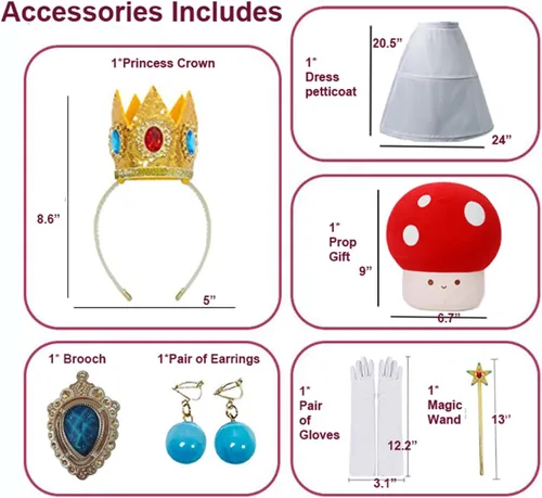 Vista 2 de Vestidos de princesa para niñas, disfraz de princesa, cosplay, fiesta de Halloween, accesorios de vestir, corona