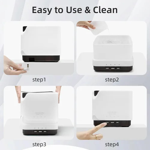 Vista 6 de ASAKUKI Difusor de aceite esencial, humidificador ultrasónico multifuncional para aromaterapia con aceite fragante vaporizador con temporizador