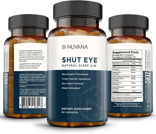 Vista 3 de Shut Eye Suplemento natural para ayudar al sueño para adultos 5 mg de melatonina Ayuda a relajar y promover el sueño profundo natural con raíz