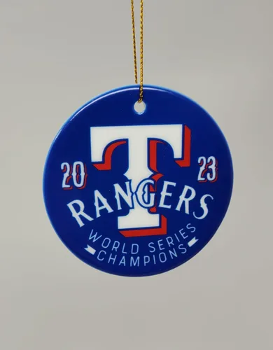 Vista 2 de Adorno navideño de cerámica de Texas, campeones de la Serie Mundial 2023, listo para enviar