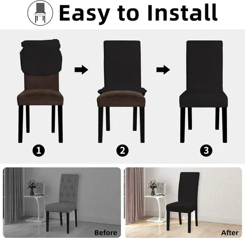 Vista 7 de Easy-Going - Juego de 2 fundas elásticas para sillas de comedor, fundas para sillas de comedor, fundas para sillas Parsons para comedor, ceremonia
