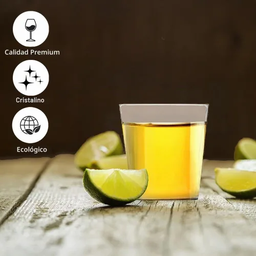 Vista 2 de DecorRack Vasos de chupito de 1 oz, mini vasos de plástico transparente duro (paquete de 80)