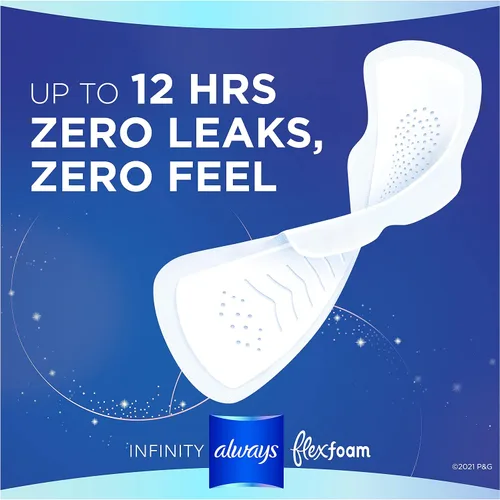 Vista 5 de Always Infinity FlexFoam Pads para mujer, talla 4, absorción nocturna, sin perfume, 13