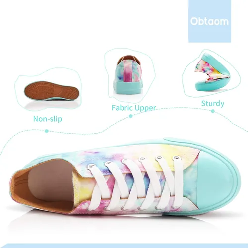 Vista 3 de Obtaom Zapatos de lona para mujer, zapatos deportivos de moda para caminar