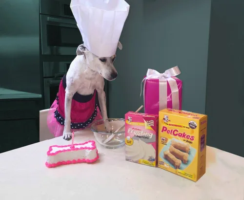 Vista 2 de Kit de Pastel de Cumpleaños para Perros PetCakes - Golosinas Completamente Naturales - De Cachorros a Perros Grandes, Sabor a Algarrobo - 5.5 Oz