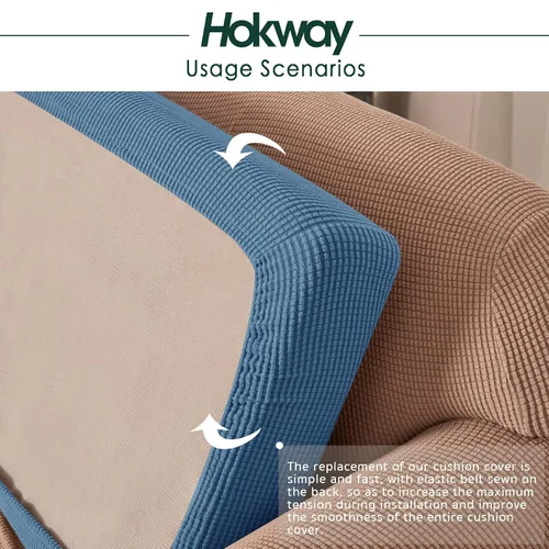 Vista 8 de Bundle of Hokway - Fundas de cojín elásticas para sofá, funda de cojín de asiento de sofá (azul oscuro, 1 unidad + 2 unidades)