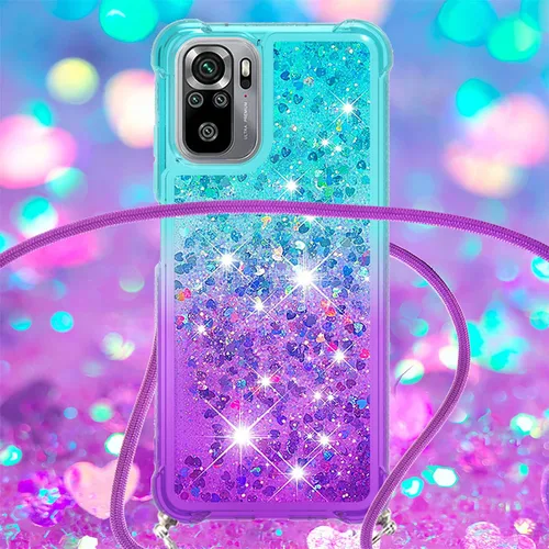Vista 4 de XYX Funda para Xiaomi Redmi Note 10s, Gradient Quicksand Funda protectora a prueba de golpes para mujeres y niñas con correa ajustable para Redmi