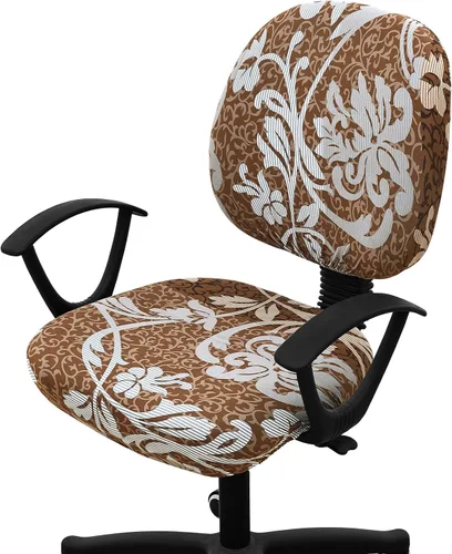 Vista 29 de Smiry Fundas de asiento impresas para silla de computadora de oficina, ajuste elástico, universal para silla giratoria de escritorio, lavables, Beige
